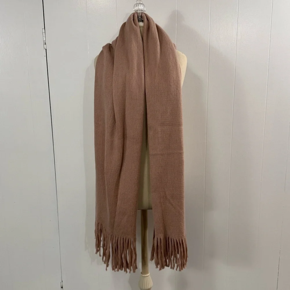 Steve Madden | Dusty Rose Oversized Blanket Scarf with Fringe
